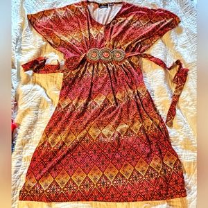 lemmie S stretchy dress with wood bead accent